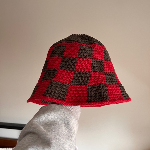 Memorial Day Crochet Bucket Hat Cinnamon Check Size 1 - Picture 4 of 4